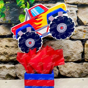 Monster Truck Theme Monster Truck Birthday Monster Truck Centerpiece Decoration Truck Party Decor Jam Birthday Theme INDIVIDUAL Red/Flames Truck