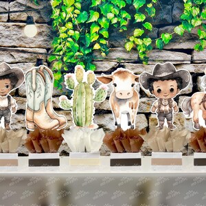 Little Afro Cowboy Baby Shower | Cowboy Theme | Wild West Birthday Table Centerpiece | Western Baby Shower | Wild West Party SET OF 6