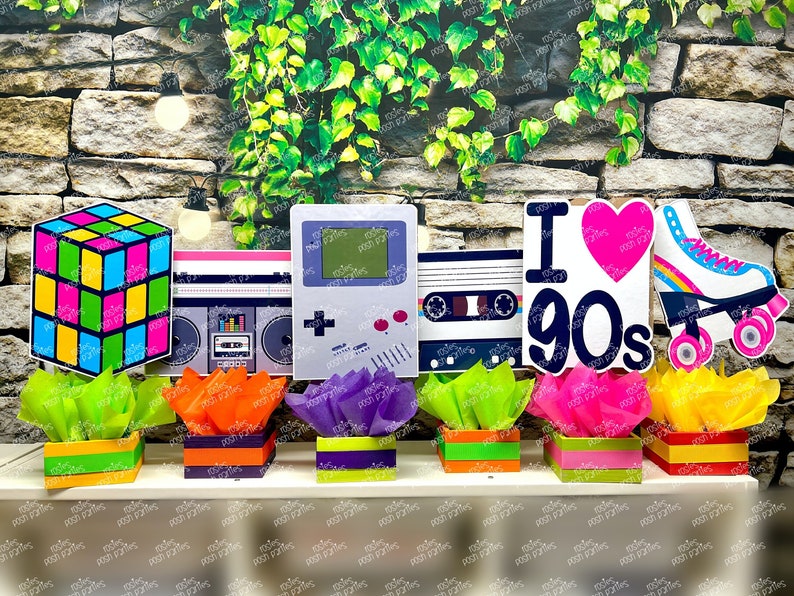 I love the 90s birthday bash party centerpieces 90s party decoration 90s birthday I love the 90s centerpiece party favors SET OF 6 image 1