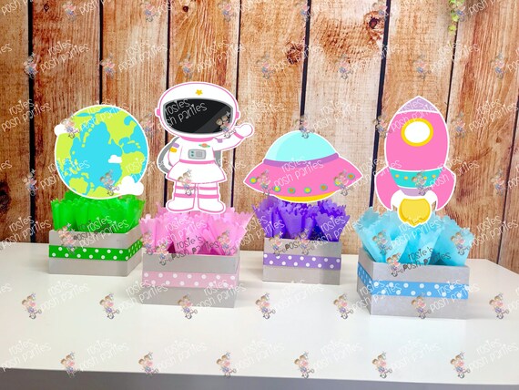 Outer Space Blast Off Centerpiece Decoration Spaceship Outer Planets Astronaut Rocket Ship birthday party guest table centerpiece INDIVIDUAL Il_570xn