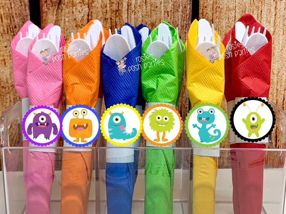 Monster Birthday Decoration | Monster Theme | Little Monster Party Utensils | Monster Utensil | Monster Theme Party Utensil Favors SET OF 12 Il_570xn