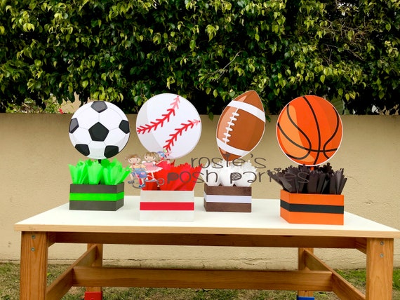 Sports Theme Centerpiece Sport Party Sports Birthday Soccer Football Baseball Basketball decoration Birthday Sport Theme Shower INDIVIDUAL Il_570xn