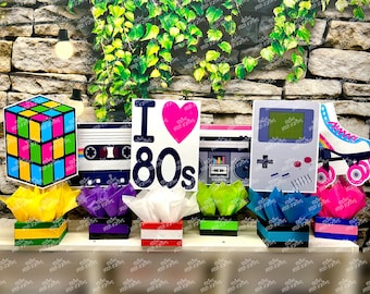 I love the 80s Theme| 80s Birthday Centerpiece | 80s Party Decoration | 80s Birthday | I love 80s Centerpiece | 80s Favors Decor SET OF 6