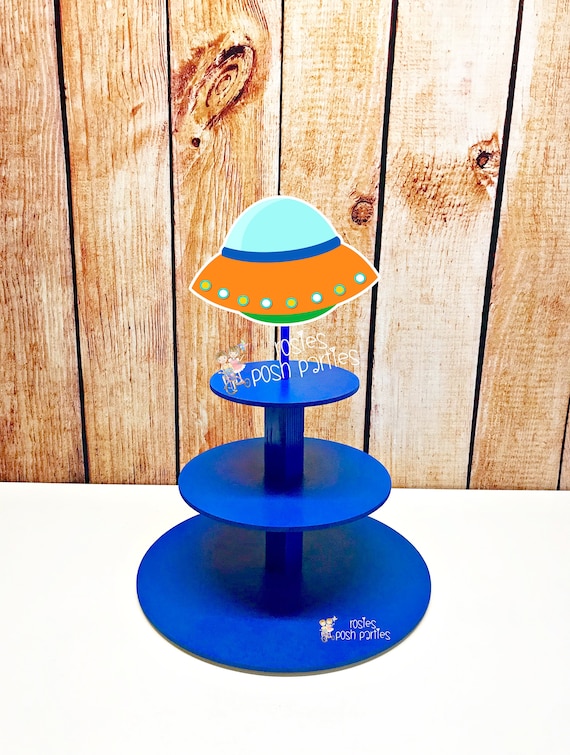 Blast Off Outer Space birthday party Planet Outer Space Solar System wood guest table centerpiece decoration solar centerpiece Cupcake Stand Il_570xn
