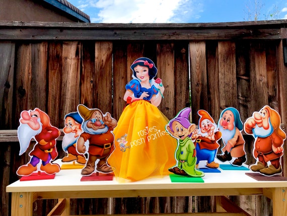 Snow White Birthday Centerpieces with 7 Dwarfs for birthday party of baby shower Guest centerpieces cake table party decoration SET OF 8 Il_570xn