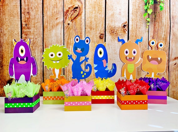 Monster Birthday centerpieces Little Monsters Cute birthday party wood guest table centerpiece decoration Little Monsters Party SET OF 6 Il_570xn
