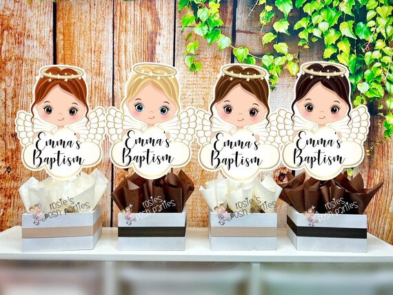 Christening Baptism centerpieces | Brown Baptism Angel | Christening Decoration | Baptism Religious Theme Centerpiece Decoration INDIVIDUAL Il_570xn
