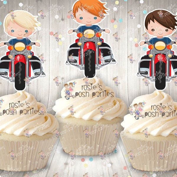 Motorcycle Theme Party Cupcake Decoration | Biker Baby Shower | Motorcycle Theme | Biker Baby Shower Decoration | Motor Cross Cupcake Favors