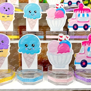Ice Cream Birthday Theme | Sweet Theme Birthday Candy Jar Party Favor | Ice Cream Theme Party Decoration Ice Cream Birthday Party SET OF 12