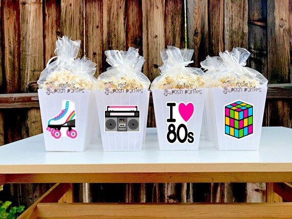I love 80s Theme Birthday Party Favor | I Love 80s Theme | 80s Favor | Popcorn Bin | I love 80s Party | 80s Theme | Popcorn Favor SET OF 12 Il_570xn
