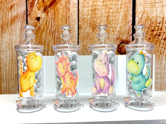 Baby Dinosaur Baby Shower Theme | Dinosaur Party Apothecary Candy Jar | Dino Theme Favor | Dino Theme | Candy Favor Hatching Soon SET OF 12 Il_570xn