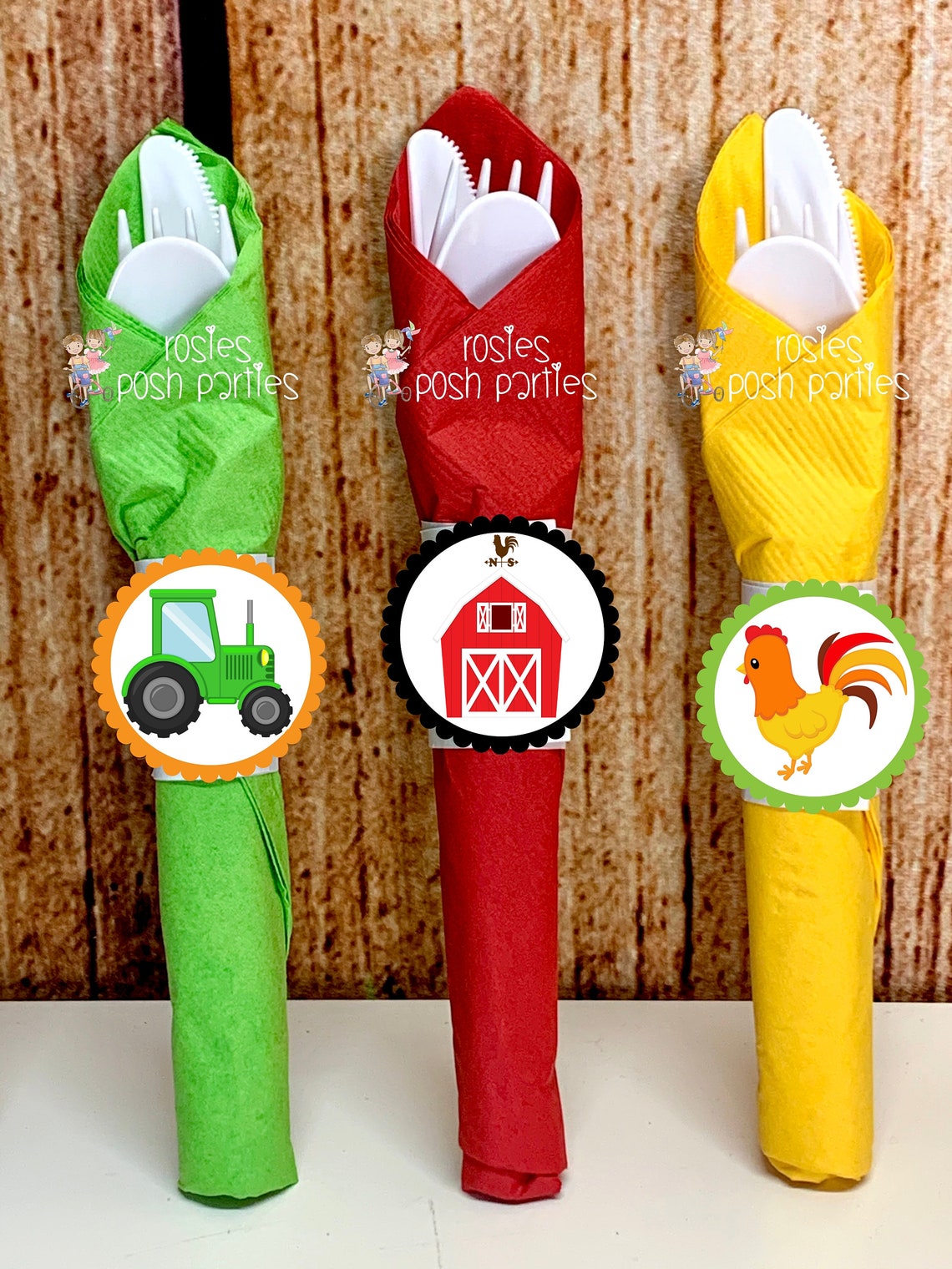 Farm Birthday Theme Farm Party Farm Theme Wrapped Utensils - Etsy