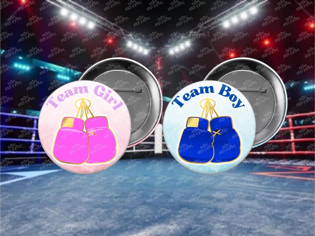 Boxing Main Event Baby Shower Pin Button | Team Boy | Team Girl ...