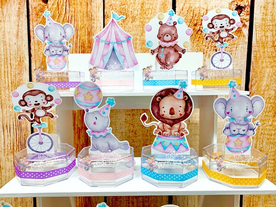 Circus Watercolor Baby Shower Theme | Circus Theme Candy Jar Favor | Circus Birthday Theme | Pastel Circus Party | Candy Favor SET OF 12 Il_570xn