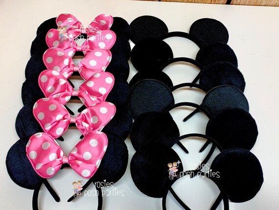 Mickey Ears | Minnie Headband | Minnie Ear Headband Party Favors | Party Favors | Pink Minnie Ear Bows | Minnie Theme Party Favor SET OF 36 Il_570xn