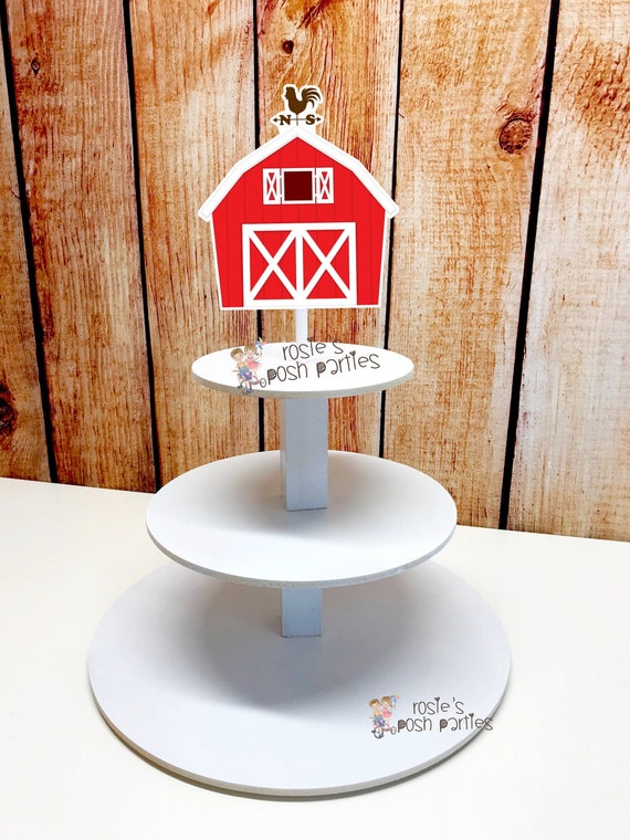 Farm Theme birthday party wood guest table centerpiece decoration Farm Animals Farm baby shower Farm Animals Birthday Farm Cupcake Stand Il_570xn