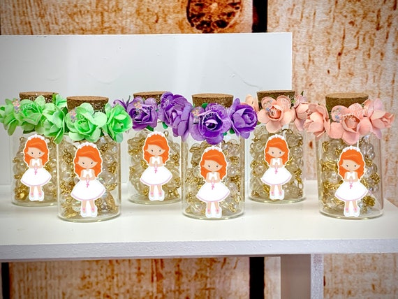 Rosary Favor | First Communion Favor | Baptism Favor | Rosary Vile Jar | Full Size Rosary Favors | Beaded Rosaries | Communion SET OF 12 Il_570xn