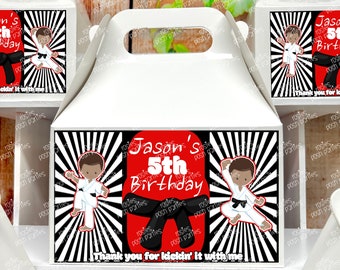Karate Taekwondo Theme | Karate Birthday Favor Box | Karate Black Belt Gable Box | Martial Arts Theme | Girl Karate Boy Karate VARIETY