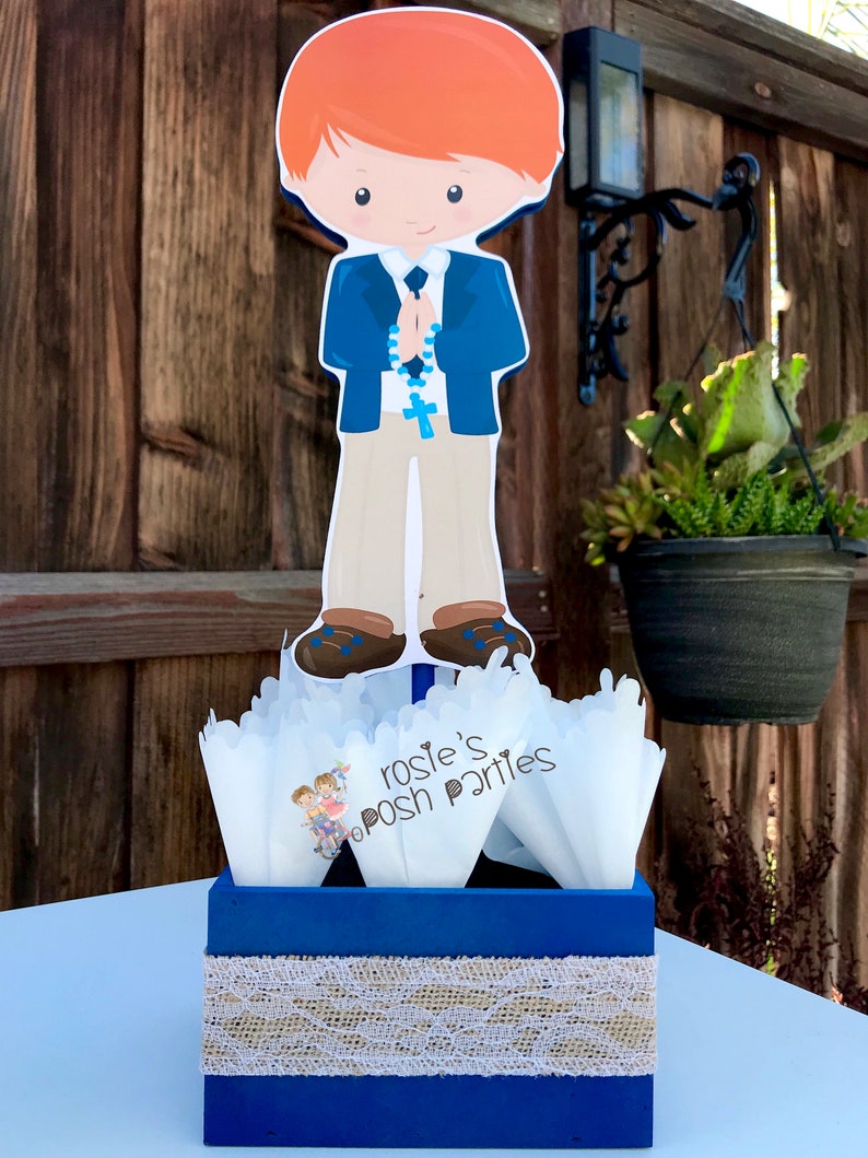 First Holy Communion Religious celebration party wood guest table centerpiece decoration Holy sacrament Mi Primera Comunion Party INDIVIDUAL