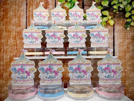 Carnival Theme | Circus Birthday Baby Shower Party | Girl Carnival Candy Jar Favor | Carousel Horse Party Favor Circus Baby Shower SET OF 12 Il_570xn