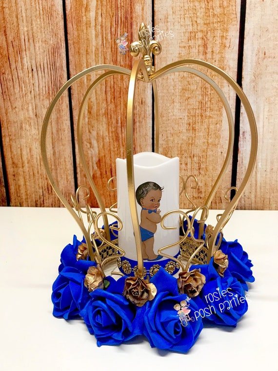Little Prince Centerpiece Blue and Gold Birthday party table centerpiece decoration Royal Baby Shower Birthday Gold Blue PRICE PER PIECE Il_570xn