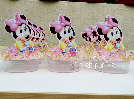 Pink and Gold Baby Minnie Mouse candy treat jars for birthday gift birthday favor or birthday raffles Pink Gold Minnie Mouse favor SET OF 12 Il_570xn