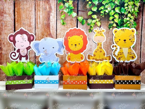 Jungle Baby Shower | Safari Birthday Theme | Jungle Theme | Safari Party Centerpiece Decoration | Jungle Animals Party | Lion Tiger SET OF 5 Il_570xn