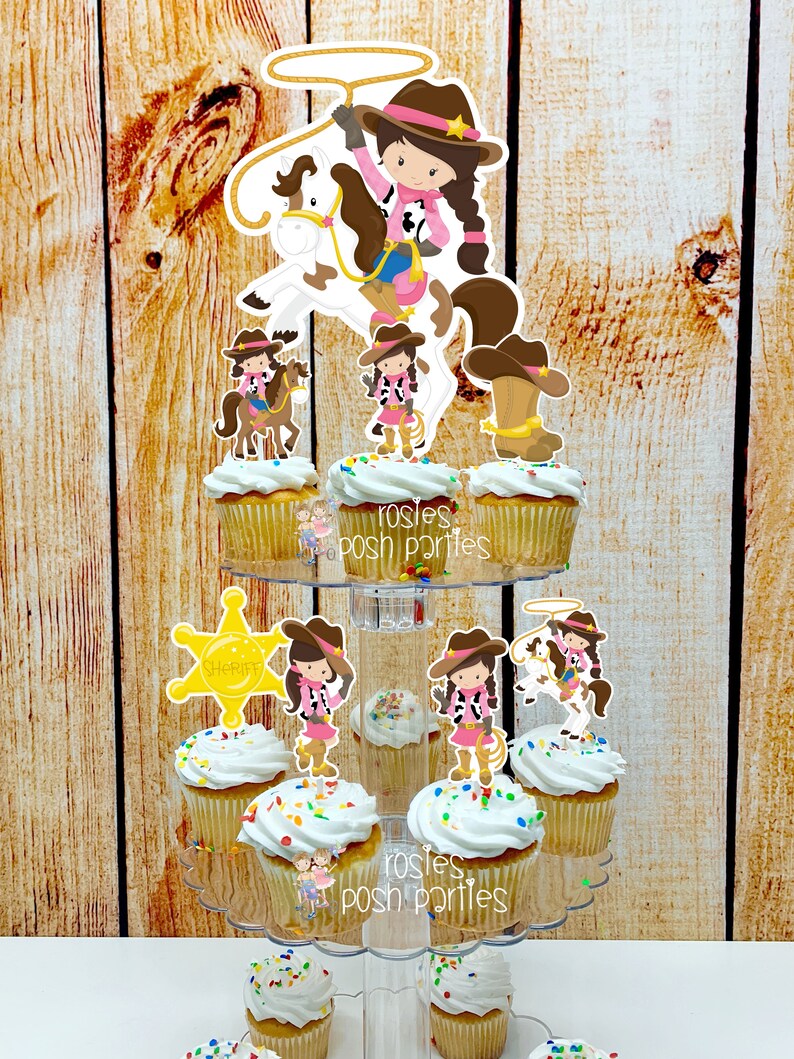 Cowgirl Birthday Theme | Pink Cowgirl Baby Shower Party | Cupcake Stand ...