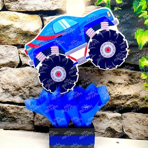 Monster Truck Theme Monster Truck Birthday Monster Truck Centerpiece Decoration Truck Party Decor Jam Birthday Theme INDIVIDUAL Blue Truck