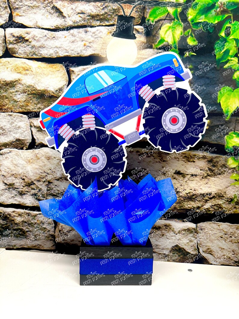 Monster Truck Theme Monster Truck Birthday Monster Truck Centerpiece Decoration Truck Party Decor Jam Birthday Theme INDIVIDUAL Blue Truck