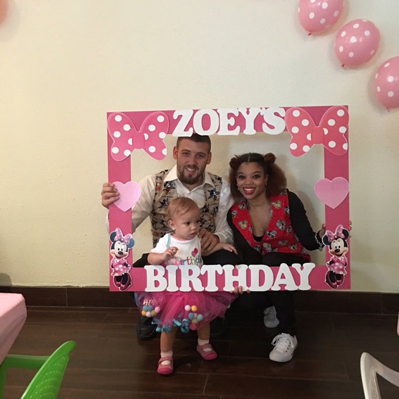 Minnie Mouse photo booth Clubhouse birthday party photo booth or photo prop decoration Pluto Daisy Minnie Mickey Donald Pink Minnie