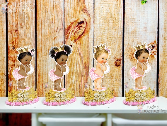 Royal Princess Theme | Light Pink Gold Theme | Little Princess Crown | Royal Theme Crown Centerpiece | Princess Theme Gold Crown SET OF 4 Il_570xn
