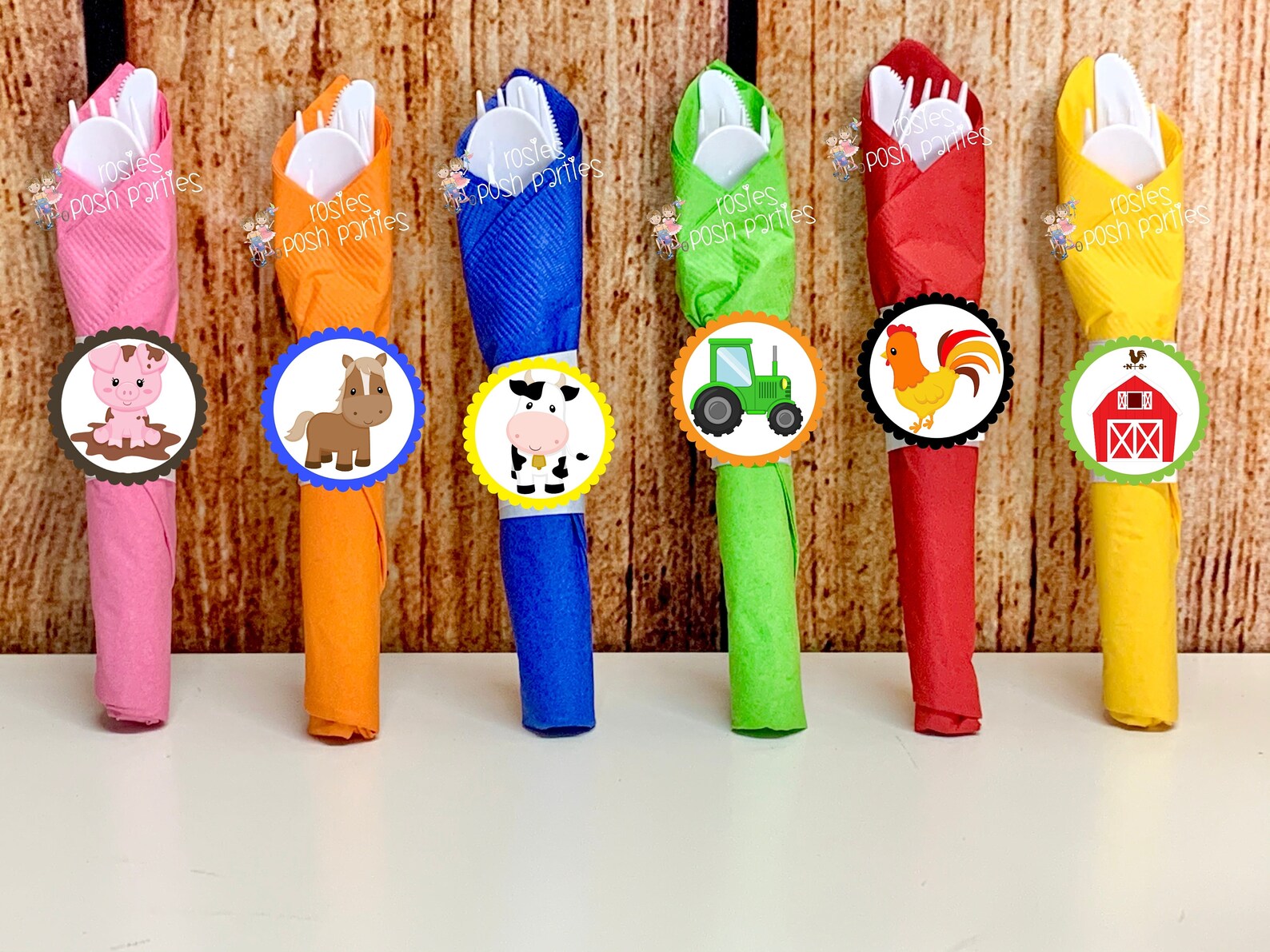 Farm Birthday Theme Farm Party Farm Theme Wrapped Utensils - Etsy