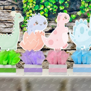 Pink Dinosaur Birthday Theme Party Decoration Table Centerpiece