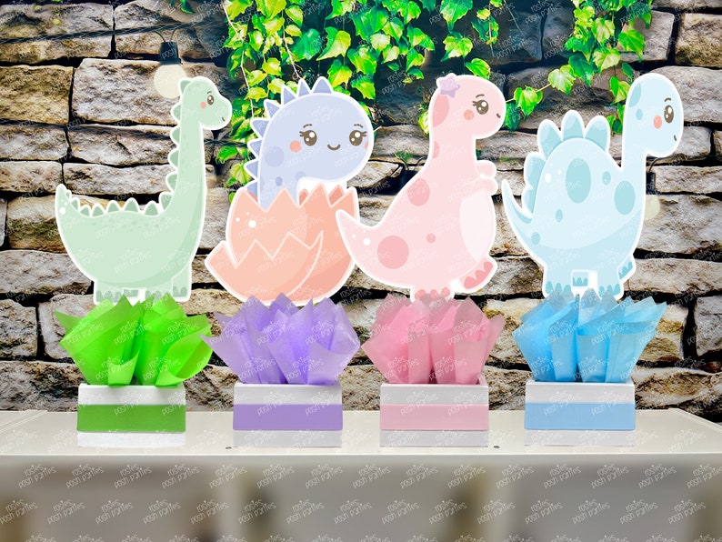 Pink Dinosaur Birthday Theme Party Decoration Table Centerpiece