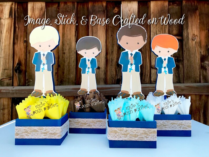 First Holy Communion Religious celebration party wood guest table centerpiece decoration Holy sacrament Mi Primera Comunion Party INDIVIDUAL