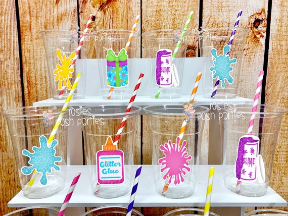 Slime Birthday Bash Theme Slime Cups And Straws Favorise Etsy France