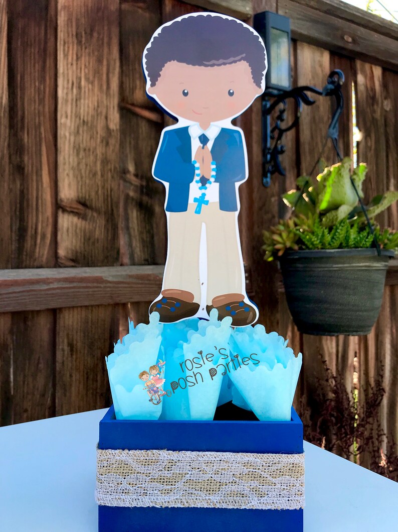 First Holy Communion Religious celebration party wood guest table centerpiece decoration Holy sacrament Mi Primera Comunion Party INDIVIDUAL