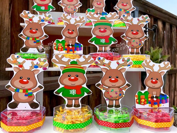 Reindeer Christmas Santa Birthday Party candy treat jars for birthday gift birthday favor or birthday Christmas theme Candy Favors SET OF 12 Il_570xn