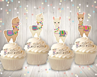 Llama Birthday Theme Cupcake Topper Decoration | Llama Theme | Llama Centerpiece | Alpaca Theme Baby Shower Party Cupcake Decor SET OF 12