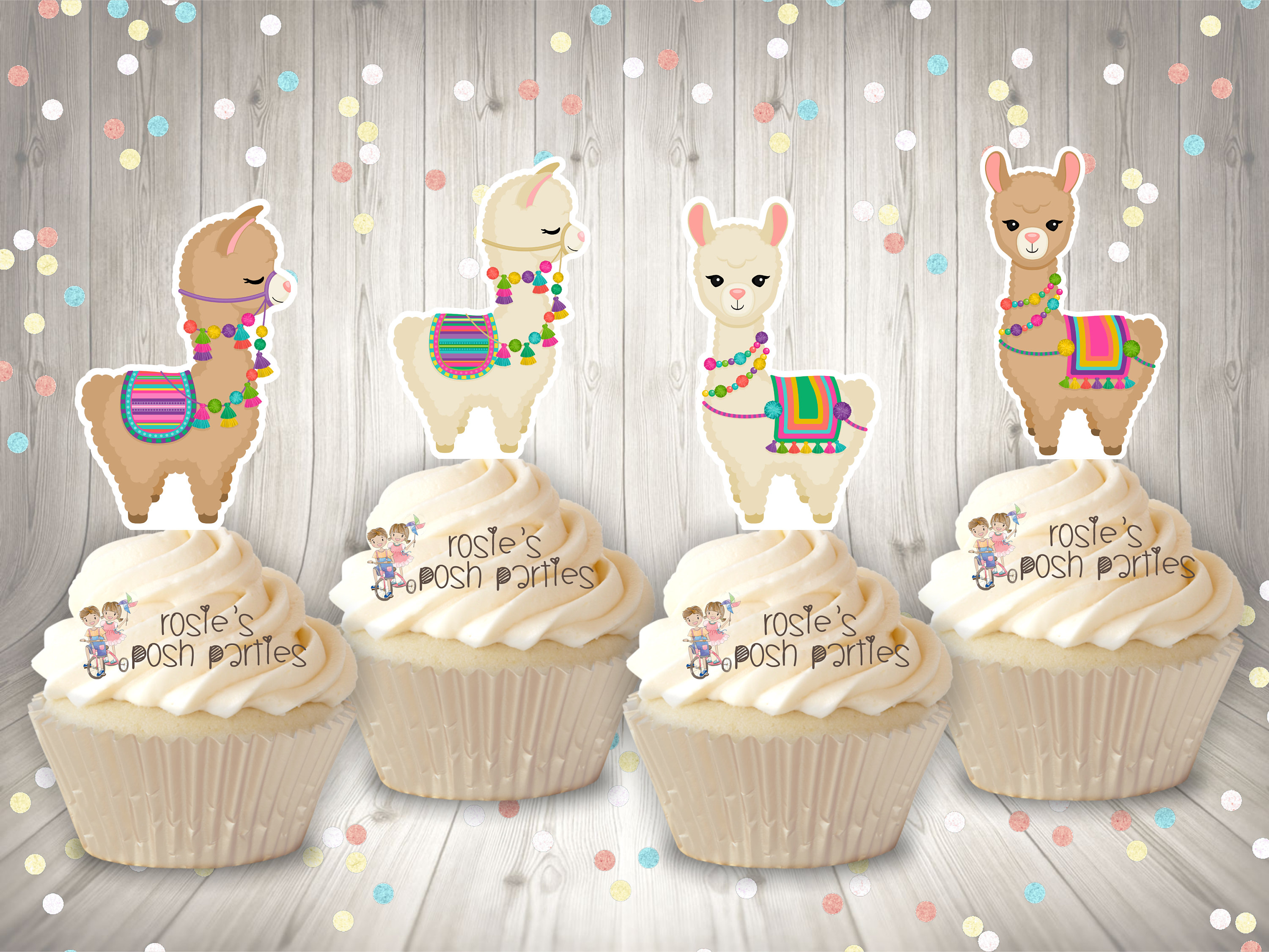 Llama Birthday Theme Cupcake Topper Decoration Llama Theme | Etsy