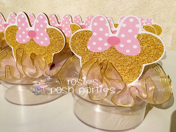 Pink and Gold Minnie Mouse candy treat jars for birthday Pink and Gold Minnie Mouse favors gift birthday favor or birthday raffles SET OF 12 Il_570xn
