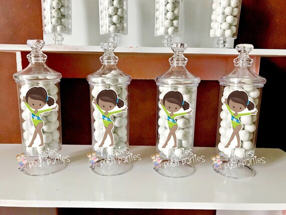 Girl Gymnast birthday party Favor Apothecary Favor Gymnastics Party decoration Gym Gymnastics birthday Gymnast Apothecary favors SET OF 12 Il_570xn