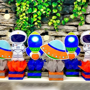 Outer Space Blast Off Centerpiece Decoration Spaceship Outer Planets Astronauts birthday party guest table centerpiece INDIVIDUAL