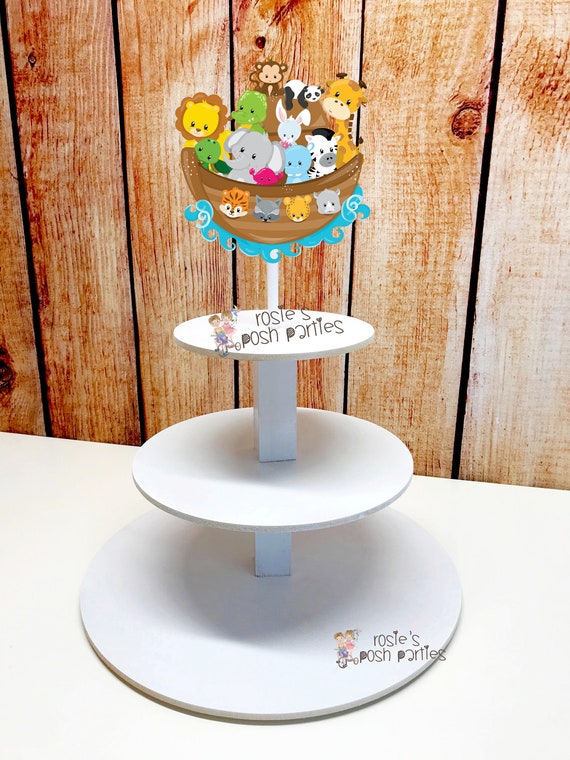 Noah S Ark Baby Shower Party Favor Cupcake Stand Etsy