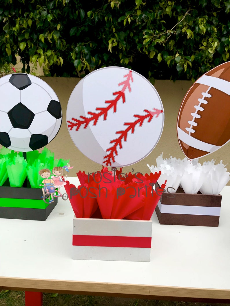 Sports Theme Centerpiece Sport Party Sports Birthday Soccer Etsy