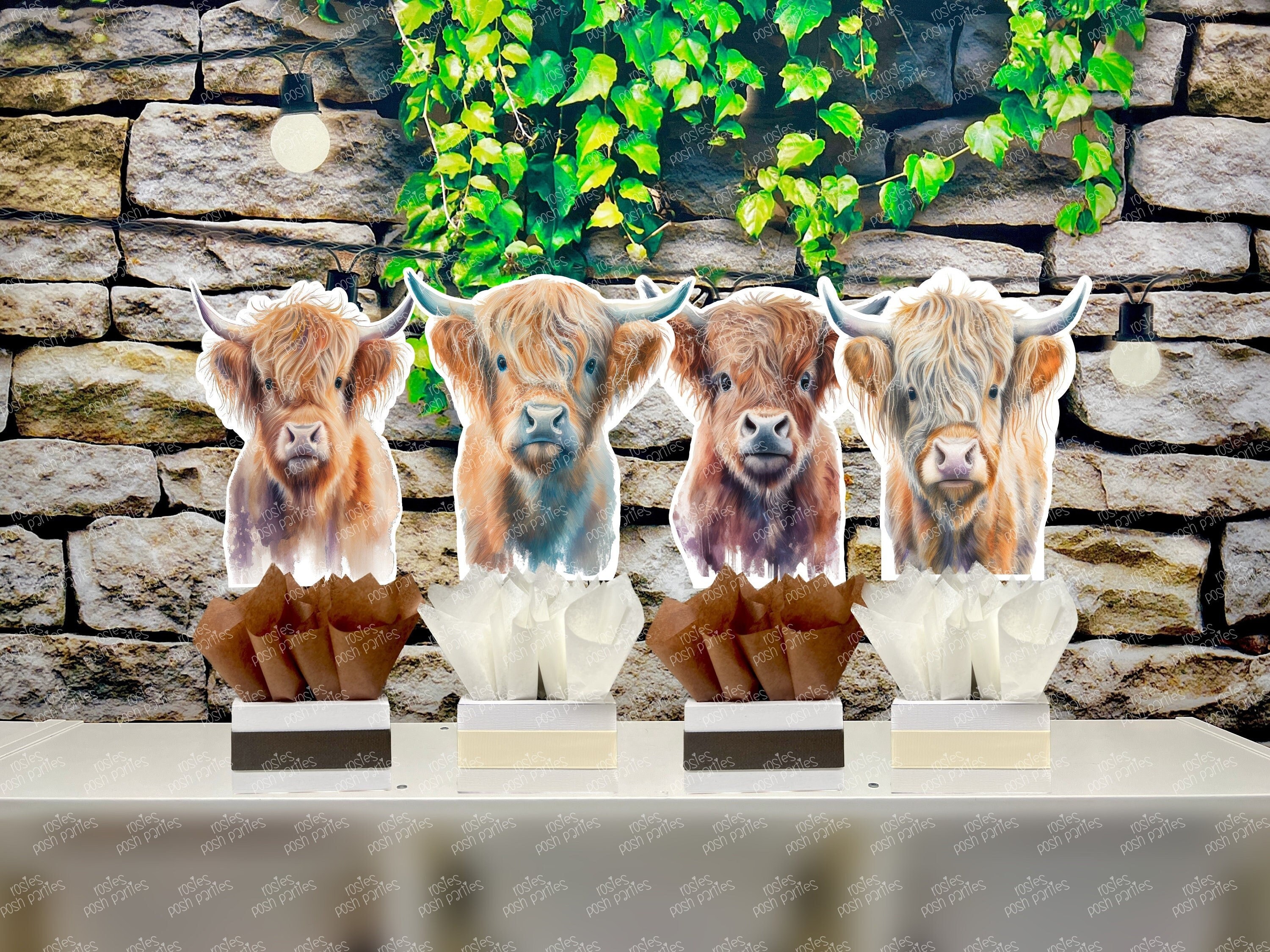 Highland Cow Wrapping Paper Christmas Present Illustrated Xmas