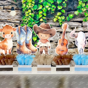 Little Cowboy Baby Shower | Cowboy Theme | Wild West Birthday Table Centerpiece | Western Baby Shower | Wild West Party SET OF 5