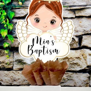 Christening Baptism centerpieces Brown Baptism Angel Christening Decoration Baptism Religious Theme Centerpiece Decoration INDIVIDUAL Red Hair Angel