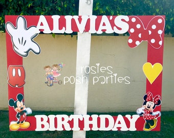 Mickey Minnie Mouse photo booth Clubhouse birthday party photo booth or photo prop decoration Pluto Daisy Goofy Minnie Mickey Donald
